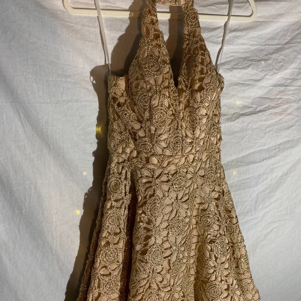 Princess Vibes! Rose gold homecoming dress; Backless; Worn Once!